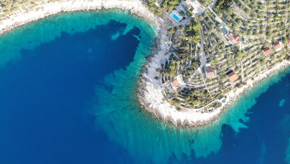 Aerial view of Dalmatian coast property
