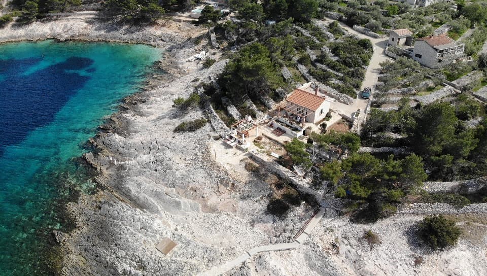 Rocky shoreline from above