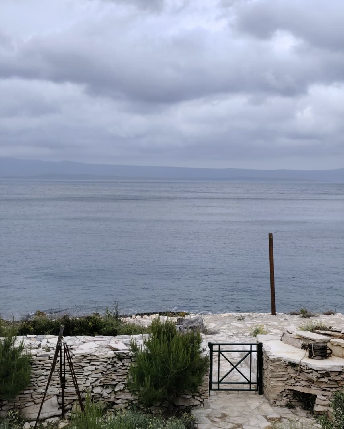 Calm sea horizon from the property edge