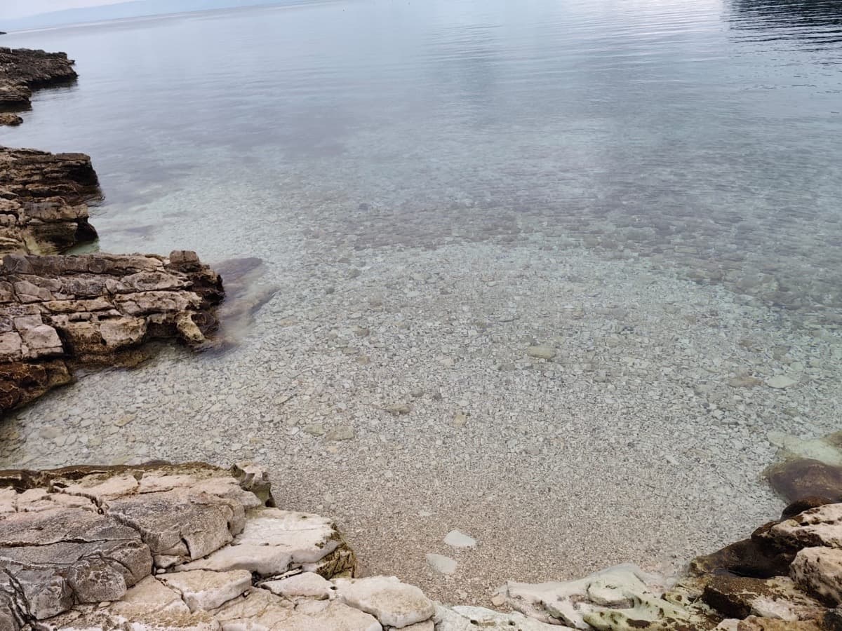 Rocky shoreline and turquoise sea
