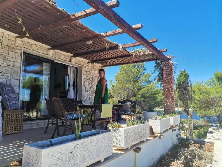 Outdoor seating with garden elements