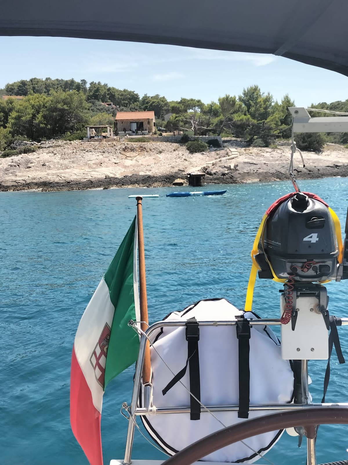 View from the sea towards the house